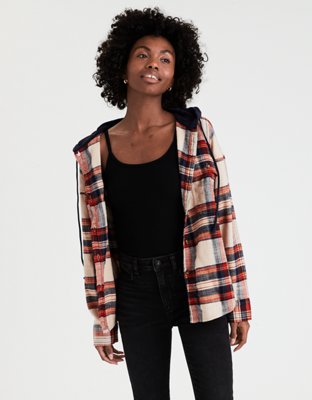 hooded button up shirt