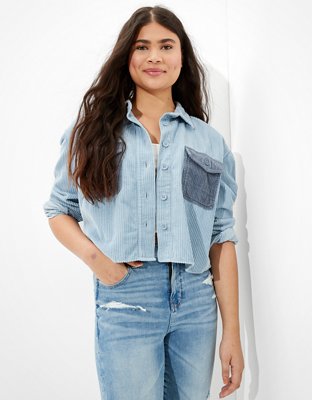 Женские куртки American Eagle AE Corduroy Shirt Jacket — фото 4