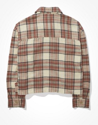 AE Cropped Plaid Flannel Shirt