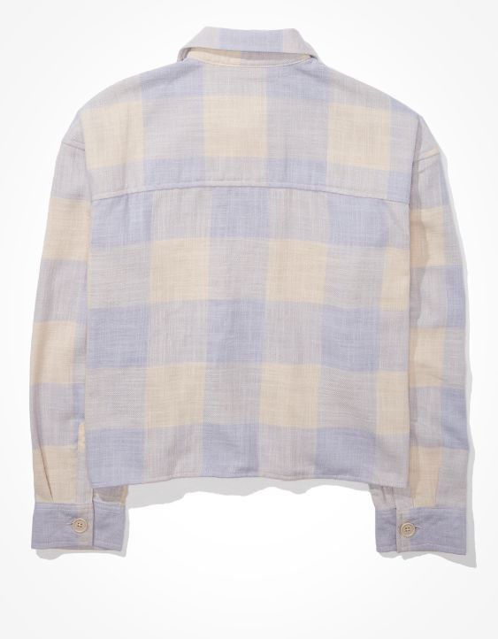 AE Cropped Plaid Flannel Shirt