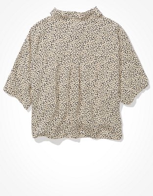 Женские рубашки American Eagle AE Silky Short Sleeve Button Up Shirt — фото 4