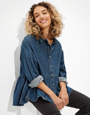 American eagle denim on sale shirt