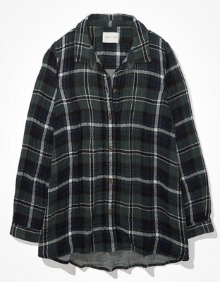 Женские рубашки American Eagle AE Plaid Tunic Flannel Shirt — фото 3