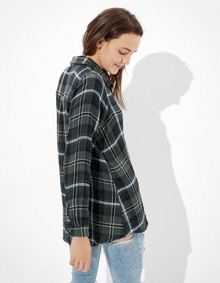 AE Plaid Tunic Flannel Shirt