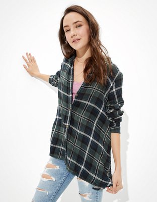 AE Plaid Tunic Flannel Shirt