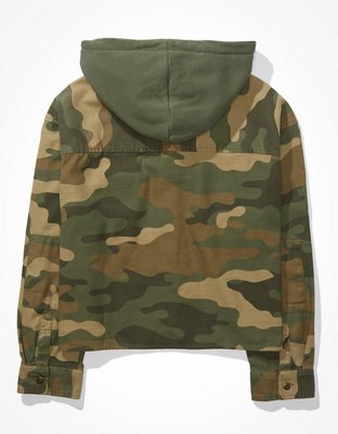 AE Cropped Camo Shirt Jacket