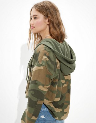 AE Cropped Camo Shirt Jacket