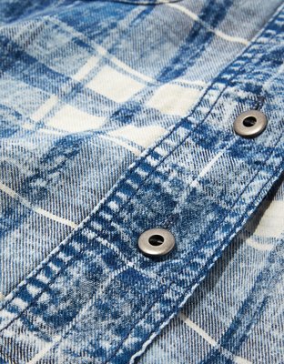 Женские рубашки American Eagle AE Plaid Hooded Button-Up Shirt — фото 5