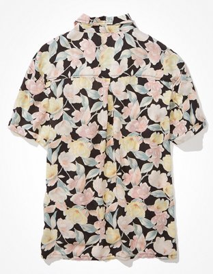 Женские рубашки American Eagle AE Cropped Resort Button-Up Shirt — фото 4