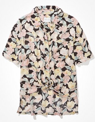 Женские рубашки American Eagle AE Cropped Resort Button-Up Shirt — фото 3