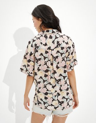 Женские рубашки American Eagle AE Cropped Resort Button-Up Shirt — фото 2