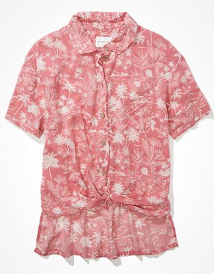 AE Cropped Resort Button-Up Shirt
