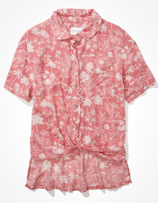 AE Cropped Resort Button-Up Shirt