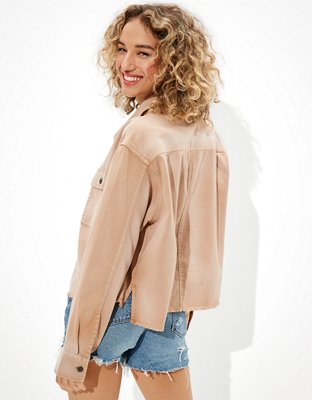 Женские топы American Eagle AE Cropped Military Shacket — фото 2