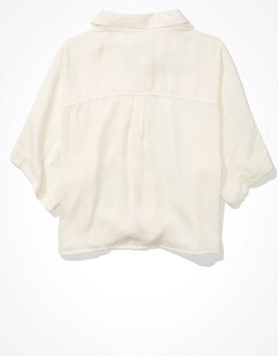 AE Silky Short-Sleeve Button-Up Shirt