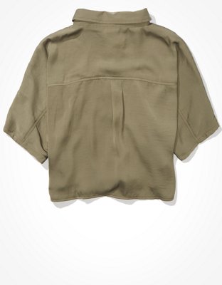 AE Silky Short-Sleeve Button-Up Shirt