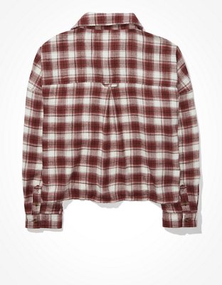 AE Cropped Plaid Flannel Shirt