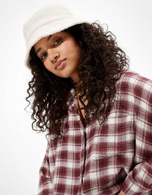 AE Cropped Plaid Flannel Shirt