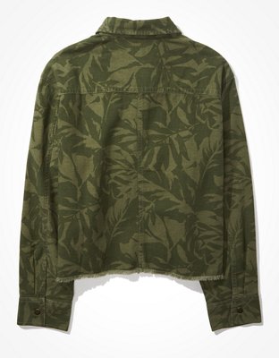 Женские топы American Eagle AE Cropped Jungle Military Shacket — фото 4