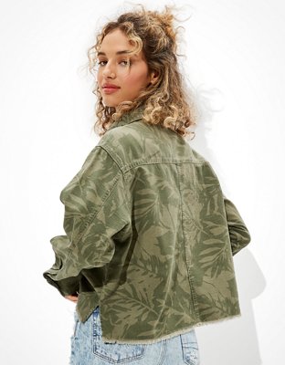 Женские топы American Eagle AE Cropped Jungle Military Shacket — фото 2