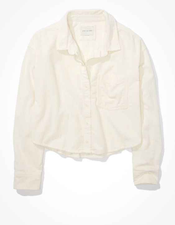 AE Cropped Corduroy Button-Up Shirt