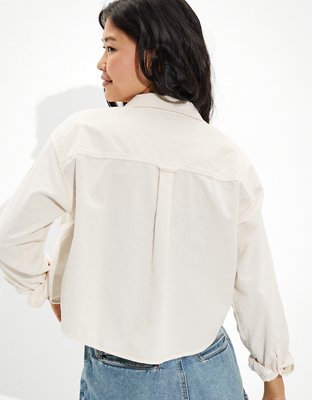 AE Cropped Corduroy Button-Up Shirt