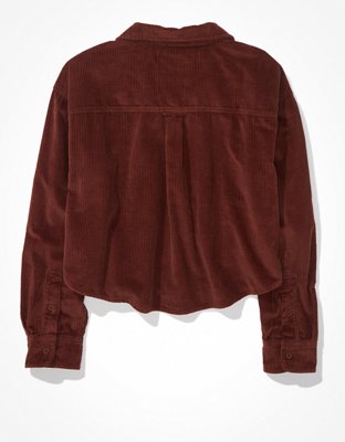 AE Cropped Corduroy Button-Up Shirt