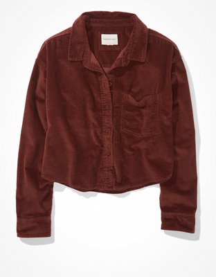AE Cropped Corduroy Button-Up Shirt