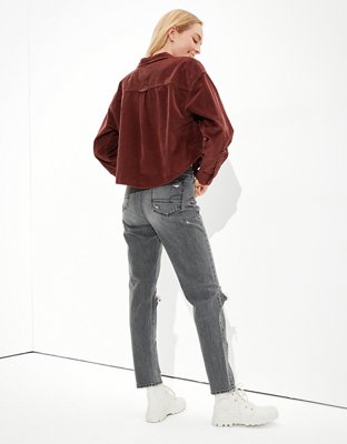 AE Cropped Corduroy Button-Up Shirt