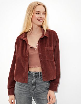 AE Cropped Corduroy Button-Up Shirt