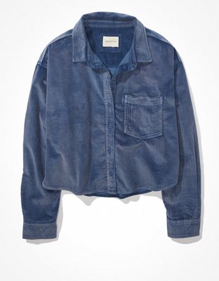 Женские рубашки American Eagle AE Cropped Corduroy Button-Up Shirt — фото 3