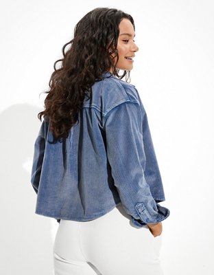 Женские рубашки American Eagle AE Cropped Corduroy Button-Up Shirt — фото 2