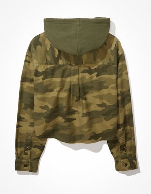 AE Camo Cropped Hooded Shirt