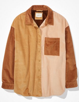 Женские рубашки American Eagle AE Long-Sleeve Oversized Corduroy Shirt — фото 3