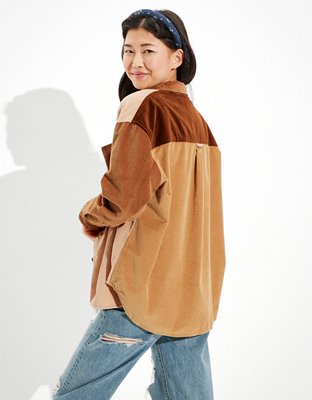 Женские рубашки American Eagle AE Long-Sleeve Oversized Corduroy Shirt — фото 2