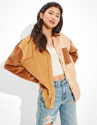 AE Long-Sleeve Oversized Corduroy Shirt