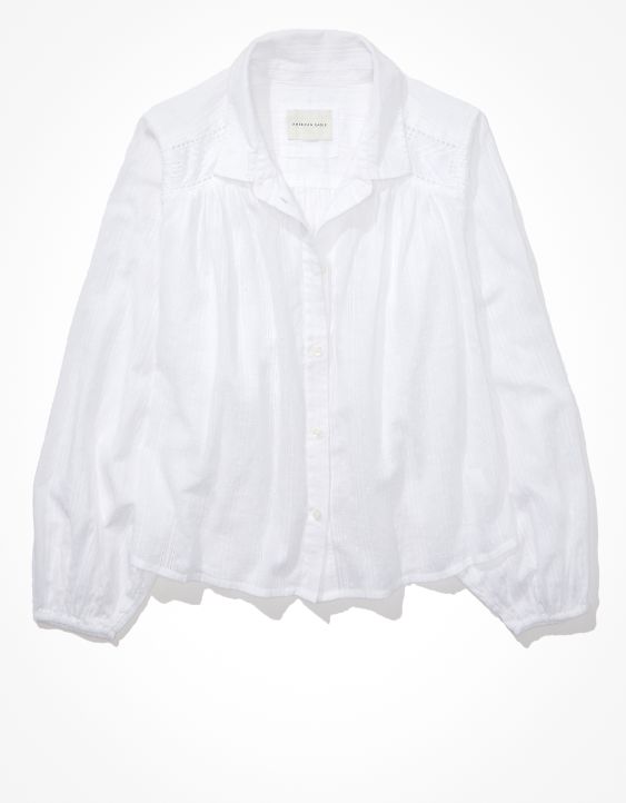 AE Balloon-Sleeve Button-Up Shirt