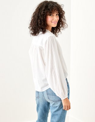 AE Balloon-Sleeve Button-Up Shirt