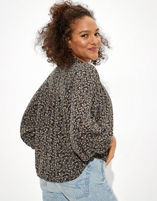 Женские рубашки American Eagle AE Balloon-Sleeve Button-Up Shirt — фото 2