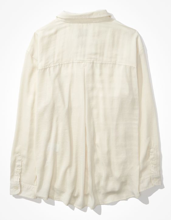 AE Oversized Silky Button-Up Shirt