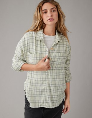 AE Long-Sleeve Plaid Flannel Shirt