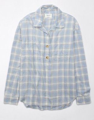 Женские рубашки American Eagle AE Long-Sleeve Plaid Flannel Shirt — фото 3