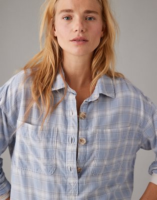 Женские рубашки American Eagle AE Long-Sleeve Plaid Flannel Shirt — фото 4