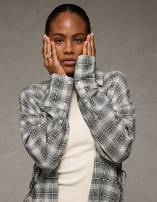 AE Side-Tie Button-Up Shirt