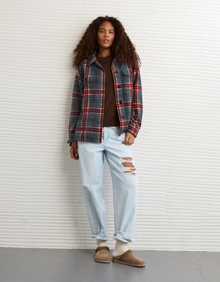 Veste-chemisier surdimensionnée à carreaux AE
