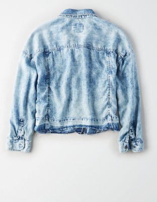 Женские рубашки American Eagle AE Released-Hem Cropped Denim Shirt — фото 4