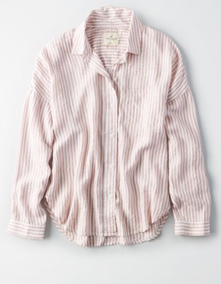 Женские рубашки American Eagle AE OVERSIZED STRIPED DOLMAN SHIRT — фото 3