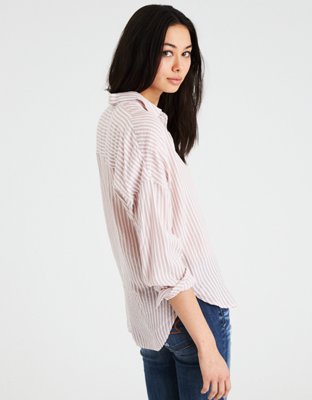 Женские рубашки American Eagle AE OVERSIZED STRIPED DOLMAN SHIRT — фото 2