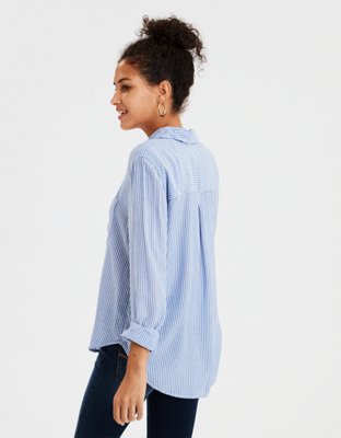 Женские рубашки American Eagle AE Classic Striped Button Up Shirt — фото 2
