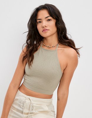 AE Super Seamless Cropped High-Neck Halter Top